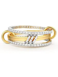 Gold Stackable Rings for Women Men Non Tarnish Dainty Stacking Rings, Gold Plated Cubic Zirconia Rings, Silver Gold Multi Ring Mixed Metals Stack Rings Set