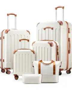 3/5/6-Piece Hardside Luggage Sets, Spinner Suitcases with TSA Lock, Tote & Toiletry Bag for Travel & Business summervibes