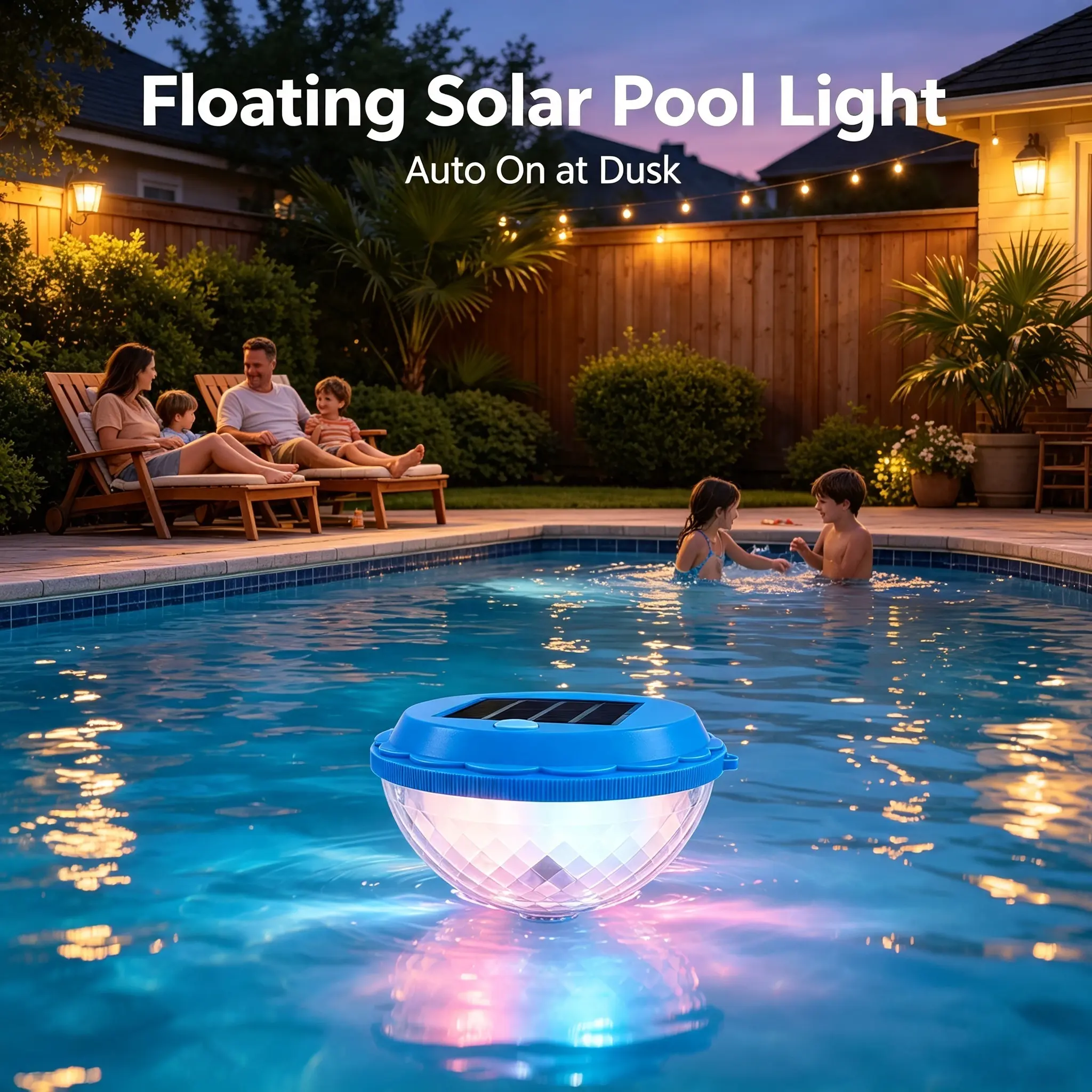 Solar Floating Pool Light,Waterproof Color Changing LED Projection Globe Lamp,Solar Powered Floating Ball Light for Swimming Pool,Pond,Hot Tub,Garden Patio Backyard Outdoor Night Party Decor