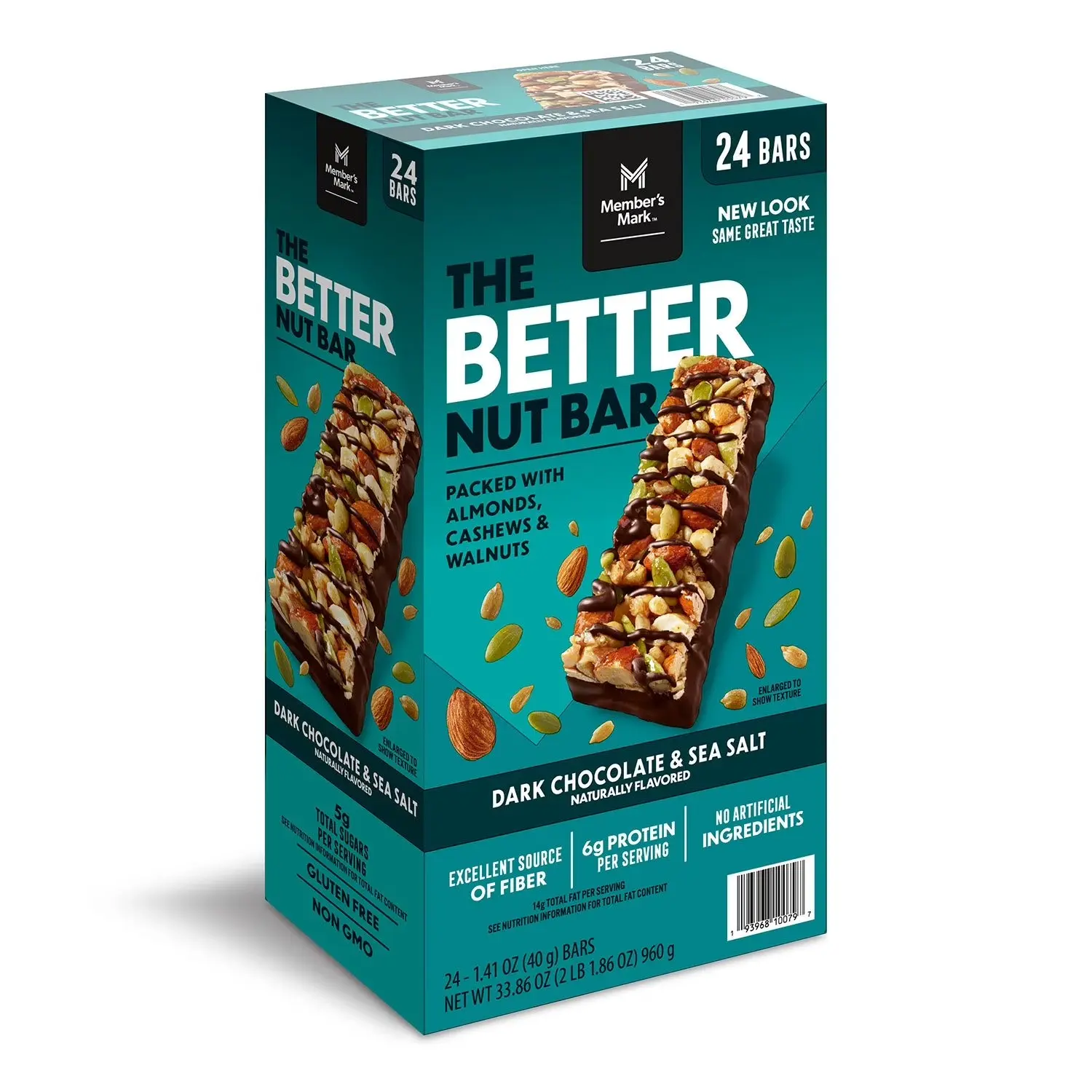 Member's Mark The Better Nut Protein Snack Bar - Dark Chocolate, Sea Salt, Trans Fat Free, 24 ct.