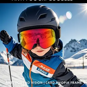 ski mask Wide Field of View Anti-Fog Youth Children's Ski Goggles Mountain Goggles TPU Material for Clear Vision p2 gymnast mat Skiing