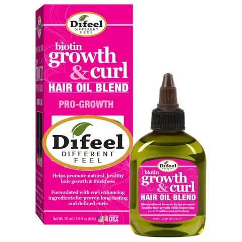 Difeel Biotin Growth & Curl Hair Oil Blend 2.5 oz Travel Size - Natural Formula for Healthy Hair Growth & Defined Curls