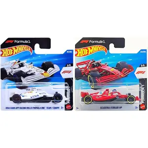 Hot Wheels F1 Die-Cast Cars Short Cards, Scuderia Ferrari HP and Visa Cash App Racing Bulls, 2-Pack, Ages 3+
