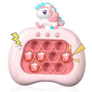 Unicorn Pop Push Game Toy ,Unicorn Quick Fast Push Puzzle Handheld Game Light up Fidget Toy,Funny Pop Bubble Sensory Toys,Unicorn Birthday Gifts for Kids Ages 3-12 with Autism