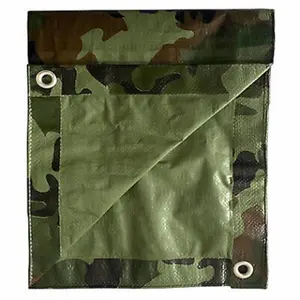212 MAIN Large 10x12 ft Camouflage Print Poly Tarp, Heavy-Duty Multi-Use Cover with Rolled Edges & Water Repellent Feature for Covering Tools, Hardware, Ropes, Chains