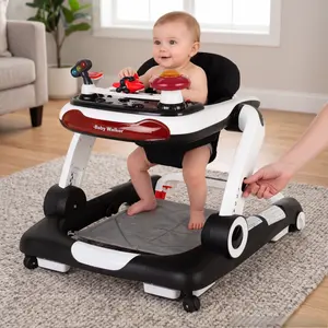 Baby Walker, 5-in-1 Baby Walkers for Boys and Girls 6-12 Months with Bouncer, Removable Footrest, Feeding Tray & Music,