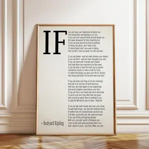 Rudyard Kipling If Poem Art Print Motivational Wall Decor1 - (Unframe)