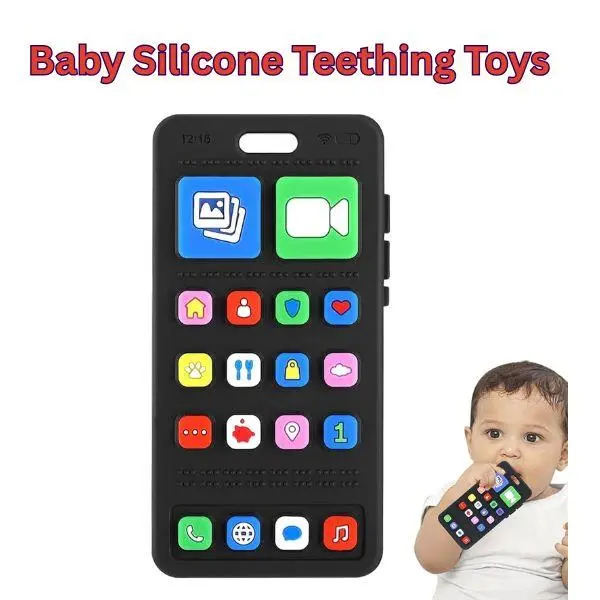 Baby Silicone Teething Toys, Phone and Remote Teether Toys for Toddlers 3-18 Months, Boys Girls Babies Teething Toy, Baby Chew Toy, Freezer BPA Free