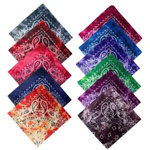 10pcs West Coast Outdoor Cycling Active Street Dance Hip-Hop Trendy Printed Double Paisley Tie-Dye Bandana Hip-Hop Headscarf