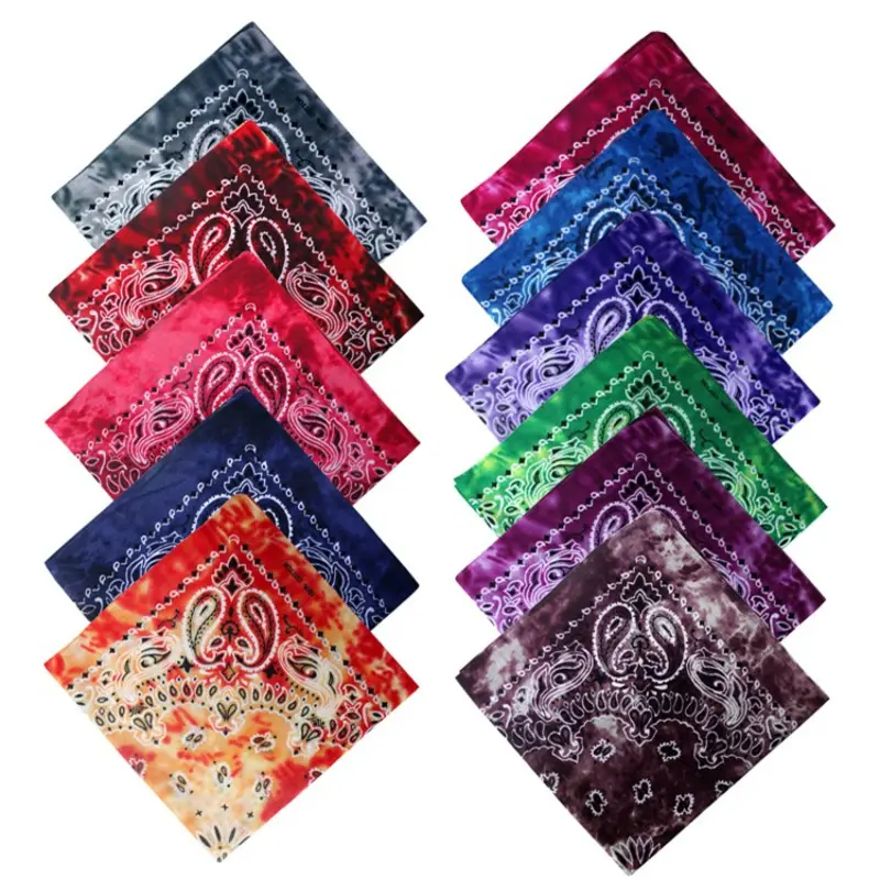 10pcs West Coast Outdoor Cycling Active Street Dance Hip-Hop Trendy Printed Double Paisley Tie-Dye Bandana Hip-Hop Headscarf
