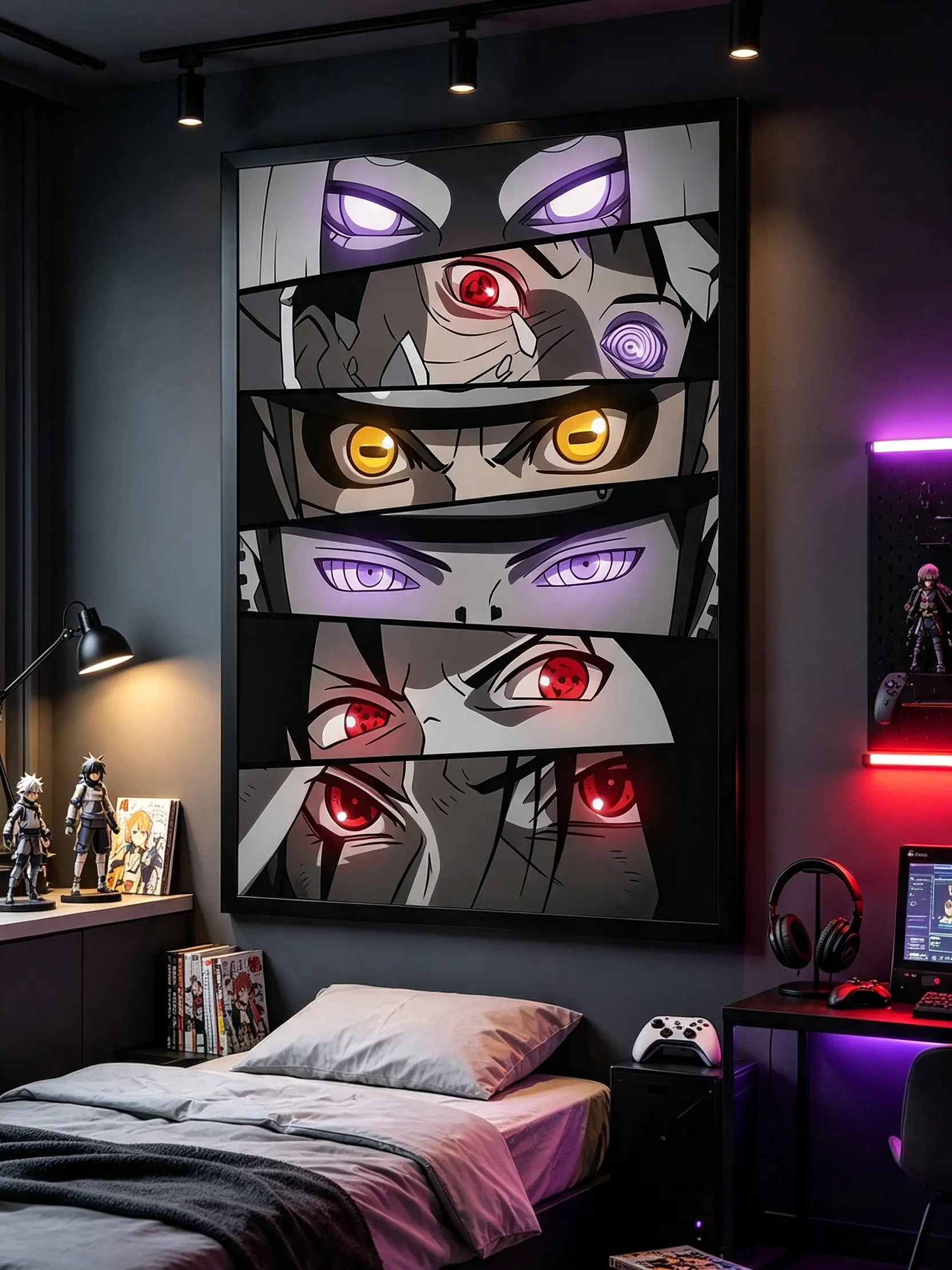 "Naruto Shippuden" Sharingan and Rinnegan Canvas Art – Legendary Ninja-Themed Wall Art; Uchiha Clan Poster Perfect for Anime Fans' Bedrooms, Game Rooms, and Dorms; A Great Collectible Gift for Naruto Fans