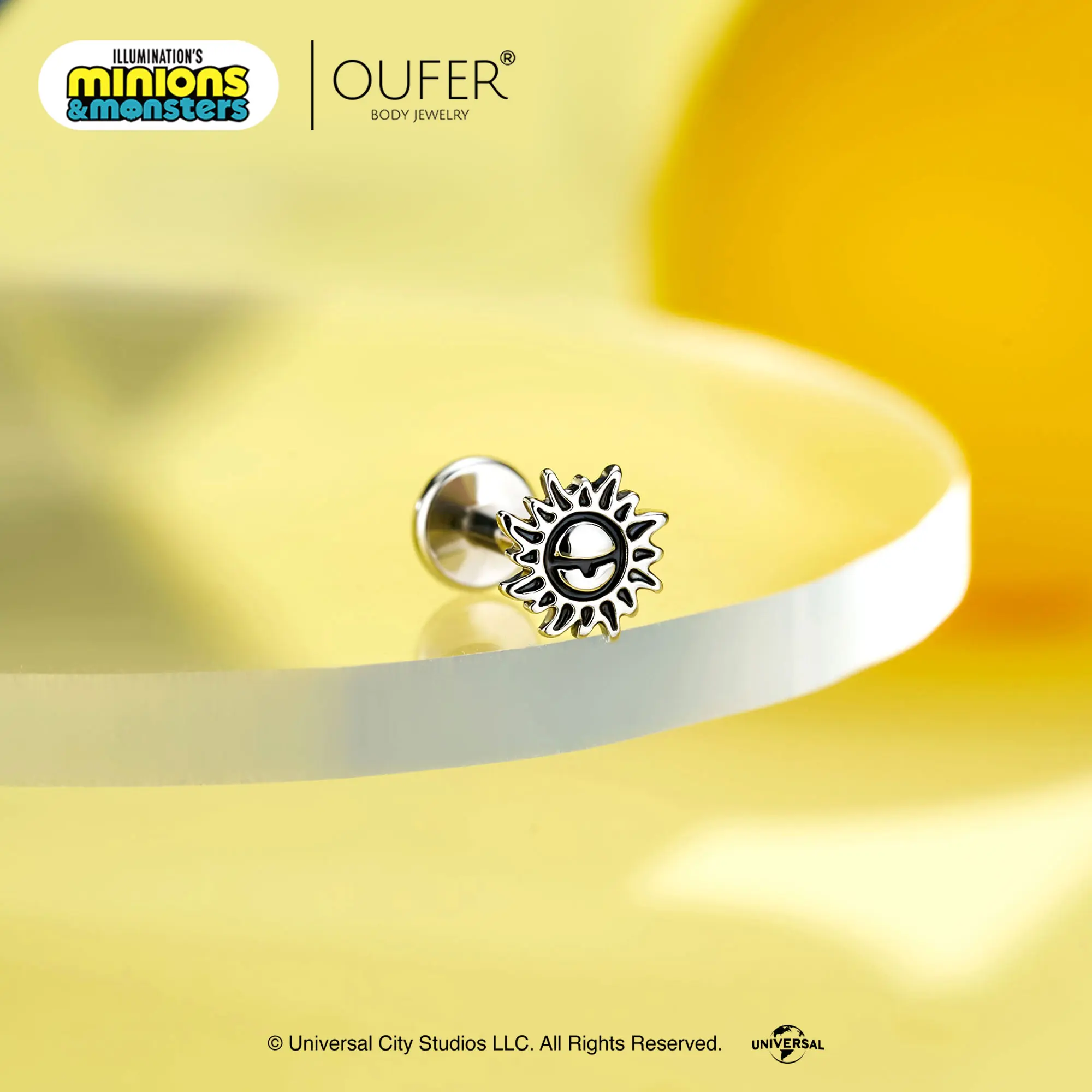 MINIONS × OUFER Sun Symbol 16G Cartilage Stud Helix Piercing Jewelry
