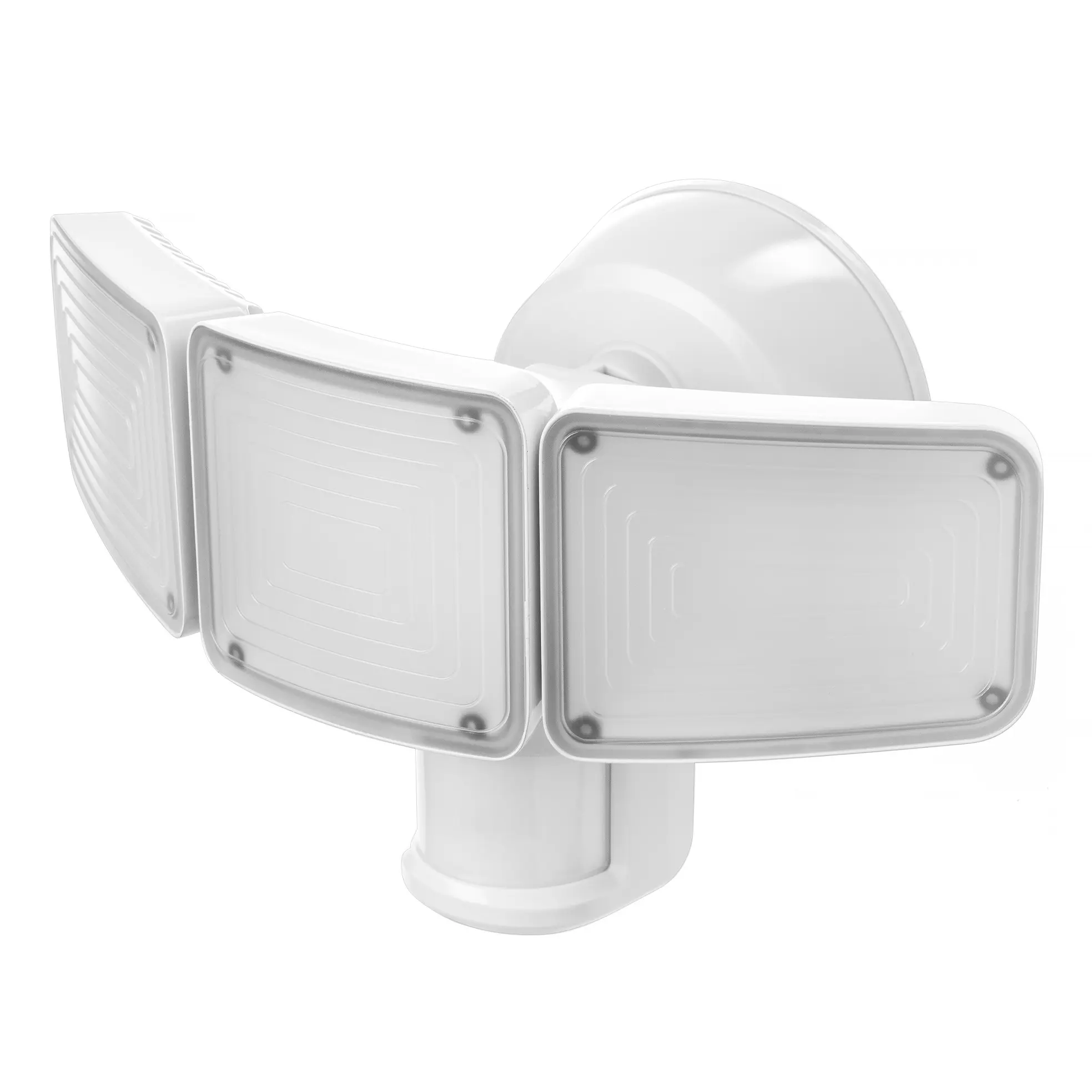 Home Zone Living Secure Triple-Head LED Motion Sensor Security Light, 3500 Lumens, 5000K, Dual-Brightness HALO - White
