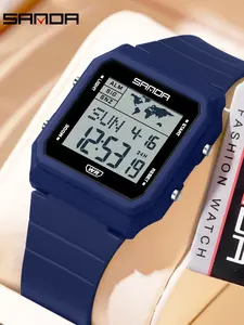 Men's Sports Fashion Digital Watch, Multifunctional Alarm Clock Countdown Night Glow Waterproof, Luminous Dial & Bell Function, Includes Box