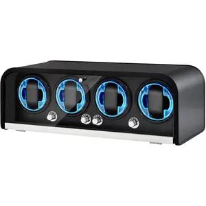 Watch Winder for Automatic Watches, Black Watch Winders 1/2/4/8 Slot for Rolex, Winder Box Uses Super Quiet , 4 Rotation Mode Setting & LED Light,  for Man