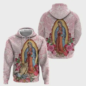 Pink Guadalupe Mexico Unisex 3D Hoodie for Men and Women, Virgen Virgencita Mexican Hoodie, Classic Streatwear Top, Trendy 3D Hoodie, Print 3D Hoodie, Cool Unisex Fashion Top