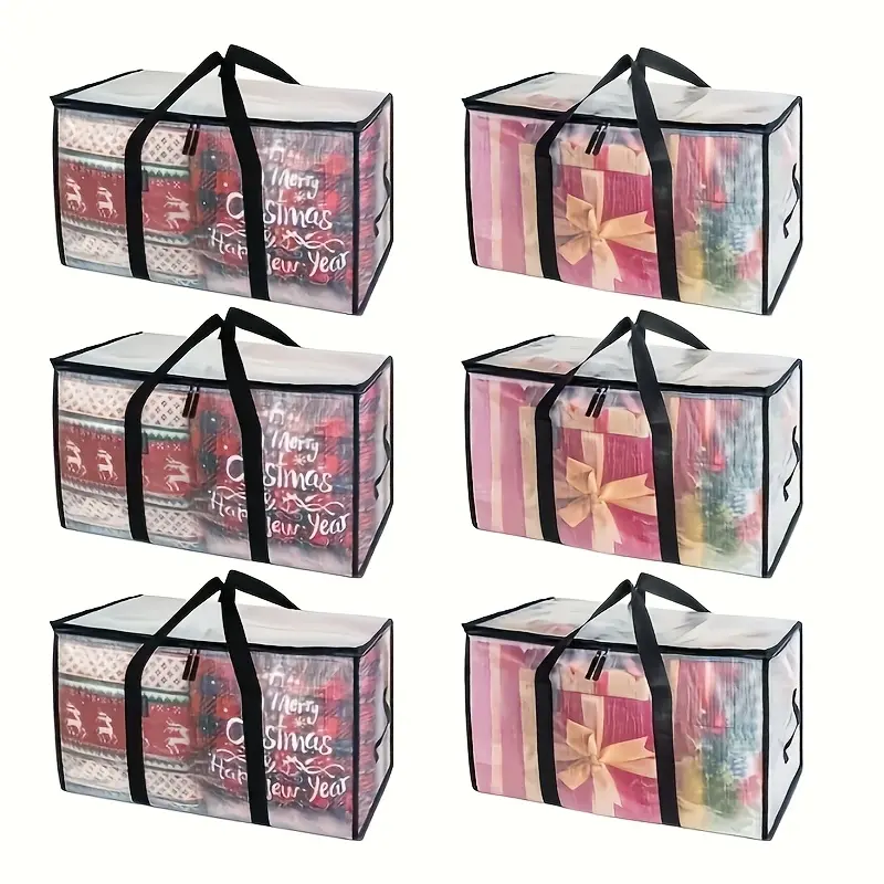 6 Pack Clear Large Storage Bags, Moving Organizer Bags With Durable Zipper And Handle, Clothing Storage Bag, Storage Boxes For Bedding, Duvets, Comforters, Blankets, Pillow, Moving Supplies, Christmas And New Year Decorations Storage