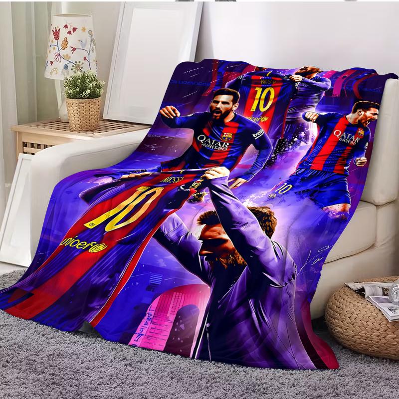 Leo Messi Blanket NO.10 Football Blanket Football Fans Gifts Soft Flannel Blanket Suitable For Sofa Beds Living Rooms Beloved By Both Adults And Children Birthday Gifts Holiday Party Home Decor Suitable for all four seasons