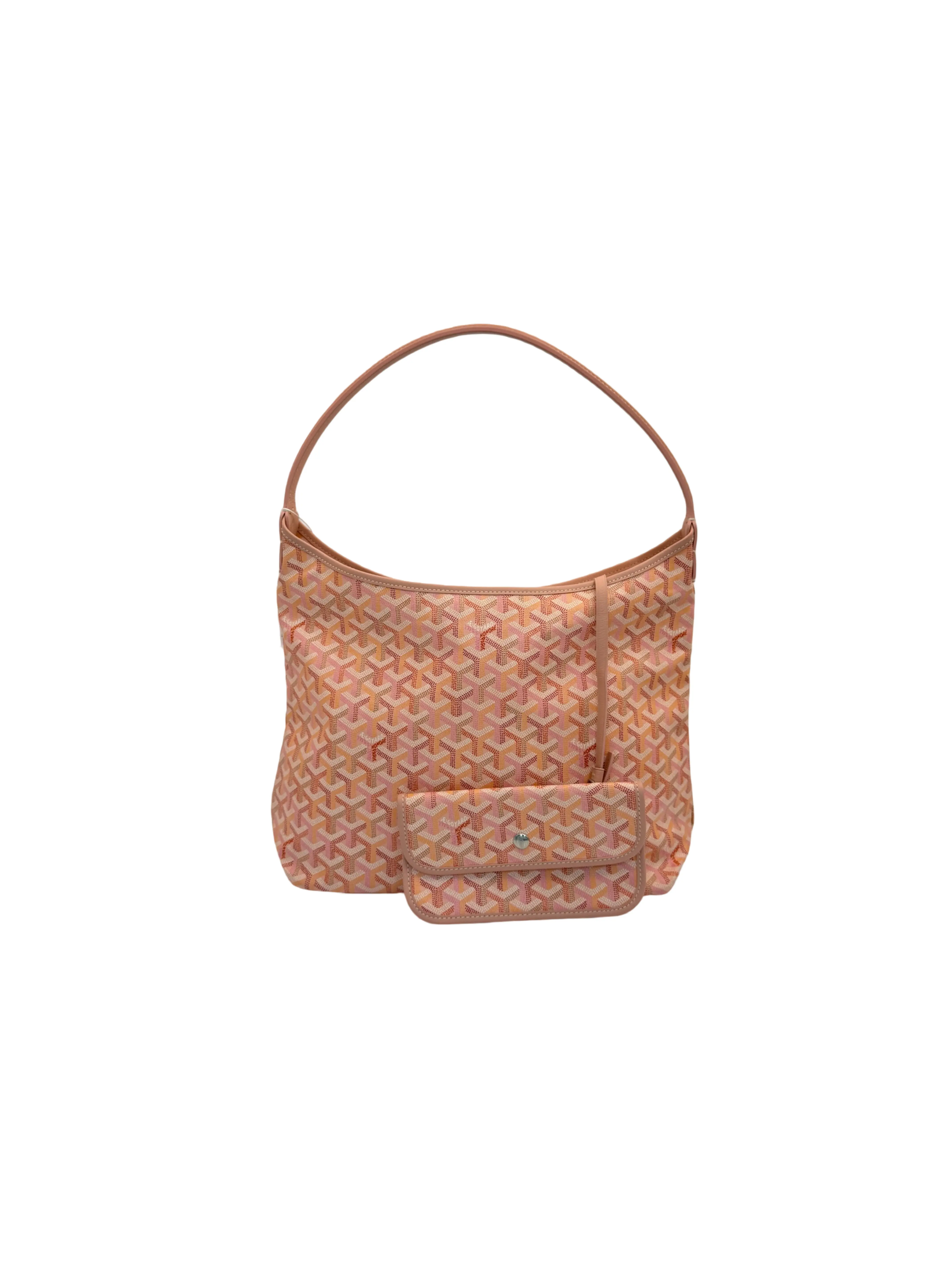Pre-owned Goyard Rouette Soft Hobo Bag Pink Goyardine Canvas, Preowned Authentic Shoulder Bag with Matching Pouch