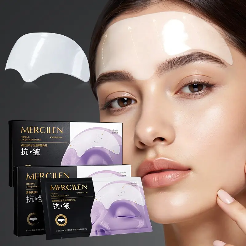 Mercilen Collagen Forehead Patches Face Mask Sheet, 10g*5 Pieces, Hydrating, Moisturizing, Hydrate and Firming, Contains Human Collagen and Niacinamide, Unisex Facial Care