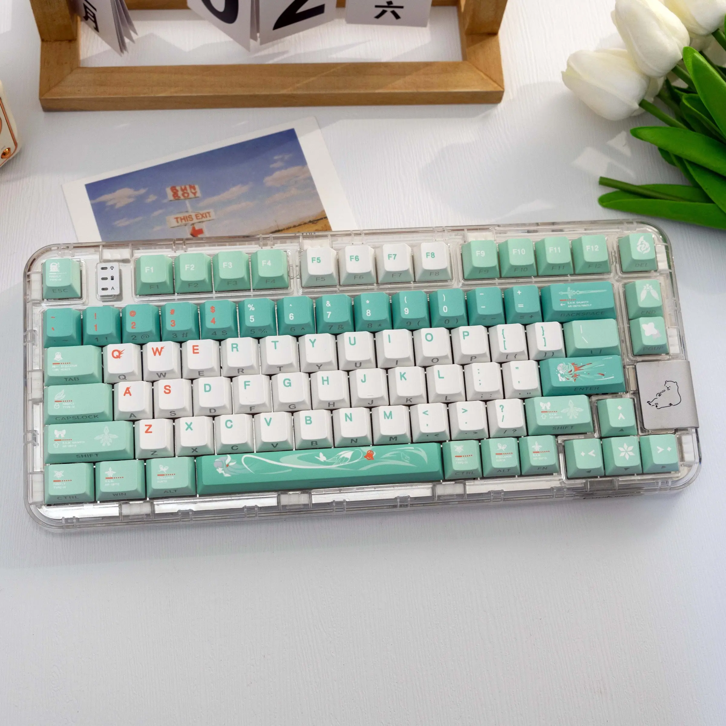 138 Key Firefly Pbt Keycaps, Cherry Style Side-Printed Semi-Transparent, Dye Sublimation, Compatible with Mx Axes, Fits 61/64/68/87/96/104/108 Keyboards, Keycaps for Mechanical Keyboard