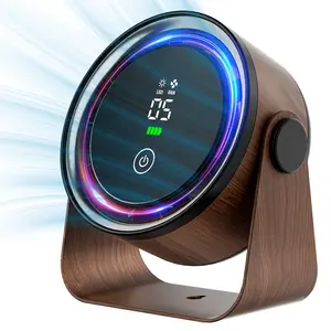 Miniature desktop fan, battery powered - retro, low noise, silent, portable, gentle blowing, headache-free, suitable for office, bedroom, sleep, table, wall-mounted, kitchen, travel, camping, and dormitory use. 5 speeds, 360-degree rotation.