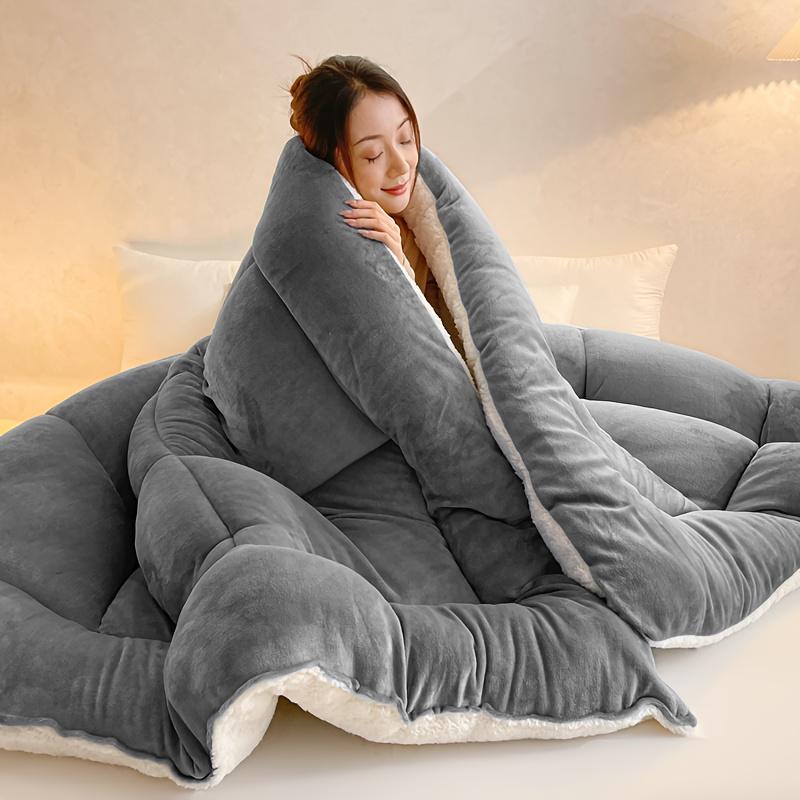 ORHOPUI Thick Winter Blanket in Navy Blue Warm Fleece Luxury Bed Cover with 2 Pillows Fluffy Throw for Cozy Nights Christmas Deal adult woman Elegant Insulation