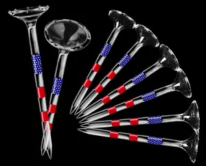 Golf Tees 3 1/4'' Unbreakable Transparent , Plastic Reduce Side Spin & Friction, Long Tee Bulk with Big Cup & 8 Prongs Golf Accessories for Men 50 Pack