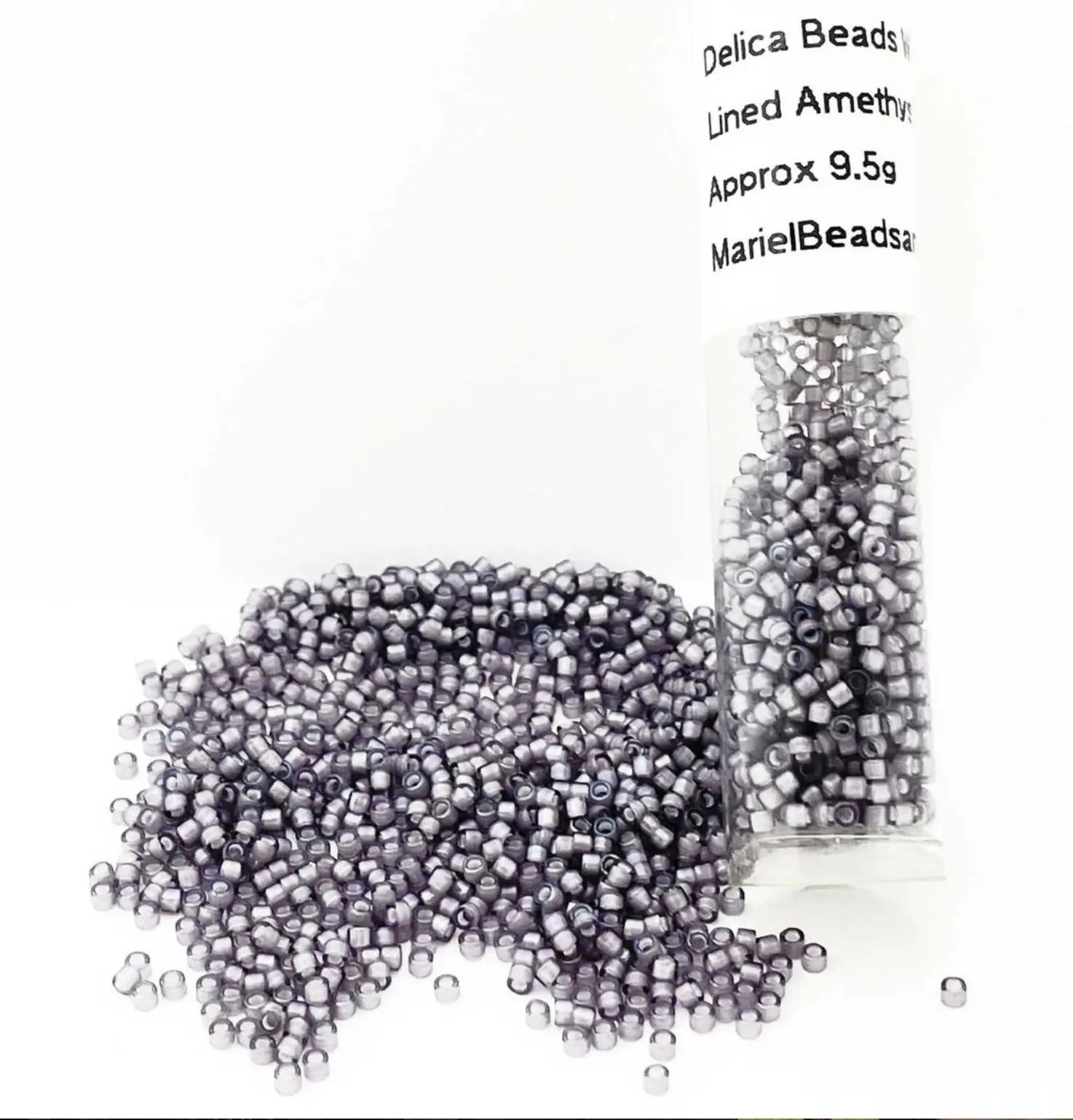 11/0 Miyuki Delica Beads, White Lined Amethyst AB, for handmade Jewelry, crafts, Macrame 9.5