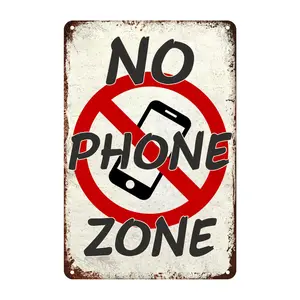 No Phone Zone Tin Sign Vintage Metal Wall Decor for Store Home Large Restaurant Bar Office HotelTin Signs 8X12 Inch