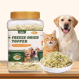 Wellix 7.5oz Cat & Dog Cat Grass Food Topper - Chicken, Egg Yolk, Cat Grass | Freeze Dried Chicken Formula | Low Calorie | Support Hairball Control & Gut Health | Natural, Nutritious