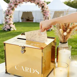 Luxury Gold Acrylic Card Box with Slot & Lock – Timeless Elegance for Weddings, Parties & Special Events. Graduation Memory Card Box, Graduation Ceremony Decor