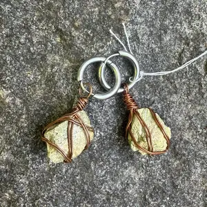 Greenchist Wire Wrap Earrings with Copper Wire and Stone Design
