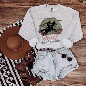 Wranglin Feral Children Shirt, Western Sweatshirt, Cowboy Hoodie, Cowgirl Shirt, Rodeo T-Shirt, Country Girl Vibes