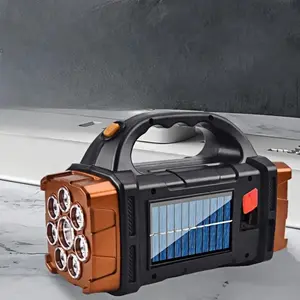 Solar & USB Rechargeable LED Flashlight, Portable Camping Lamp with 4 Lighting Modes, Outdoor Lighting Supplies for Hiking & Emergency Power Outages, Portable Flashlights