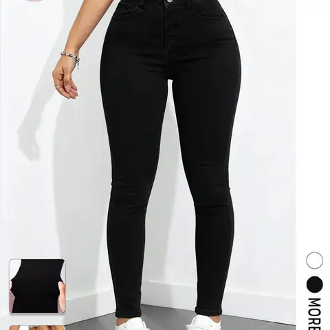Flvsun Women's Black High-Waisted Super Stretchy Slim Fit Jeans - Streetwear Clothes, Stylish Women's Wear Pants, Minimalist Solid Trousers with Buttons, Cold Wash Compatible