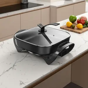 Viral in US! 110V Large Electric Hot Pot & Grill 16” Family Griddle Perfect for BBQ Shabu Pancakes All-in-One Party Cooking Station ElectricHotPot KitchenGadgets BlackFridayPrep