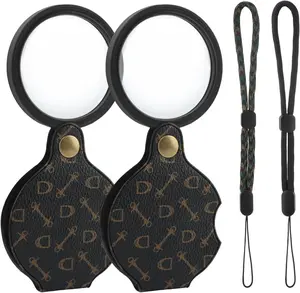 15X Small Pocket Magnifying Lenses Glass Mini Pocket Magnifier with Folding Design & Rotating Protective Holster for Reading Inspection Coins Jewelry or Exploring