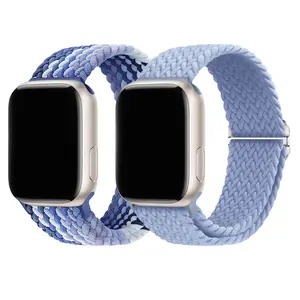 2-Pack Woven Band Compatible with Apple Watch 38-49mm, Unisex Adjustable Elastic Sport Strap, Smart Watch Straps, Smartwatch Strap, Accessories, Fits Iwatch Series 1-11 Se Ultra