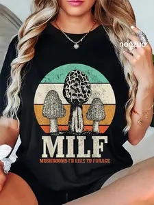 100% Cotton Morel Mushroom Hunting M.I.L.F. Mushrooms I'd Like To Forage T-Shirt