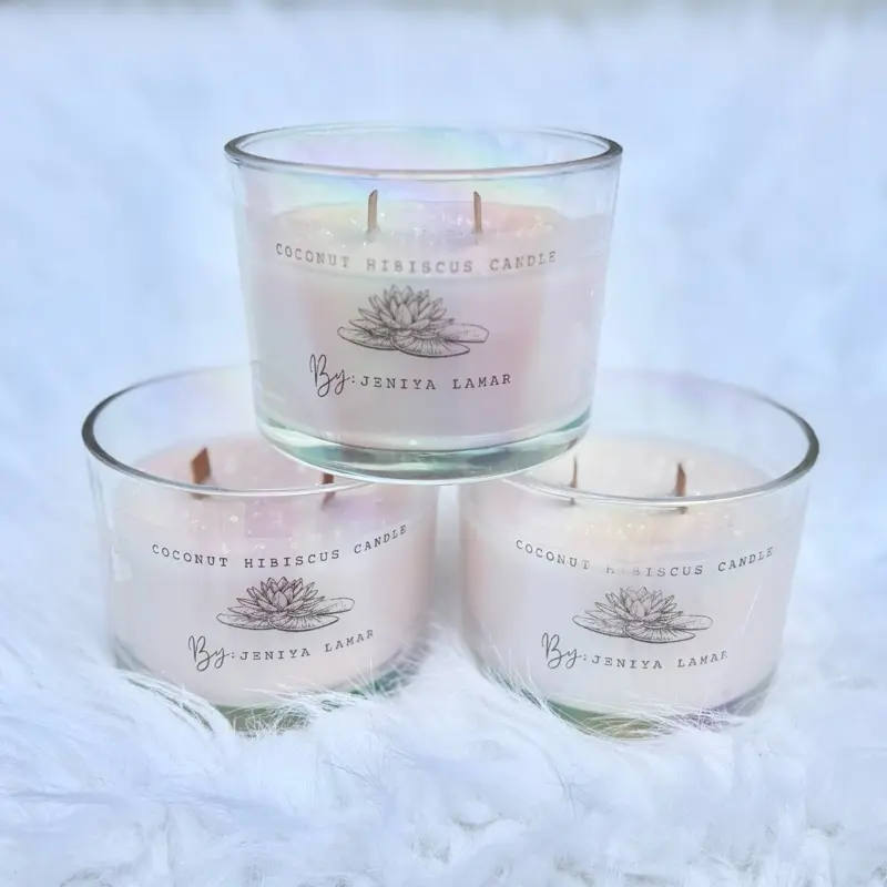 WHOLESALE Luxury Vegan Candles Hand-poured By Jeniya Lamar with Coconut Apricot Wax - Custom Scented Aromatherapy Candles with long clean burning