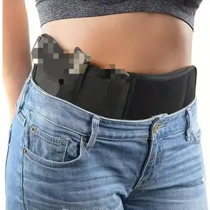 Concealed carry belly band holster, breathable elastic tactical waistband holster, unisex, includes removable magazine pouch, suitable for most 9mm handguns and revolvers, ideal for everyday carry (IWB/OWB dual use)