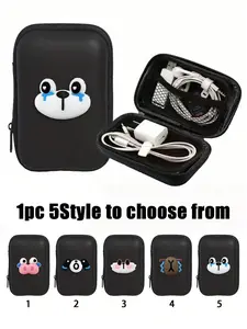 Portable Mini Storage Bag with Cartoon Animal Patterns, Waterproof Eva Hard Shell Camera Case, Shockproof Box for Digital Cameras and Accessories