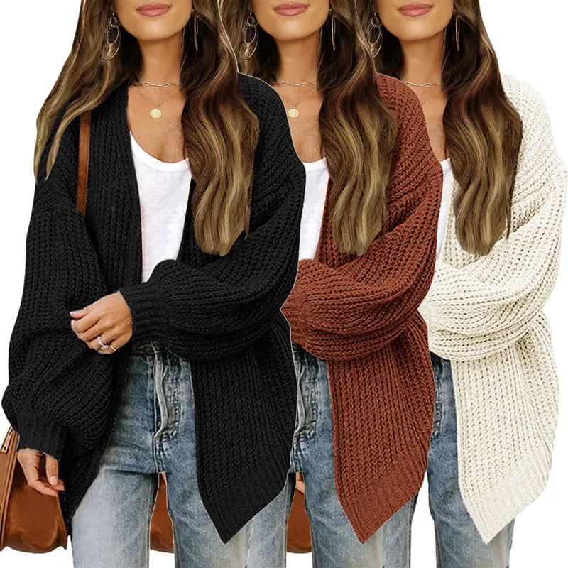 Cardigan Sweaters for Women Trendy Open Front Oversized Cardigans Y2k Lantern Long Sleeve Sweater Jacket with Pockets