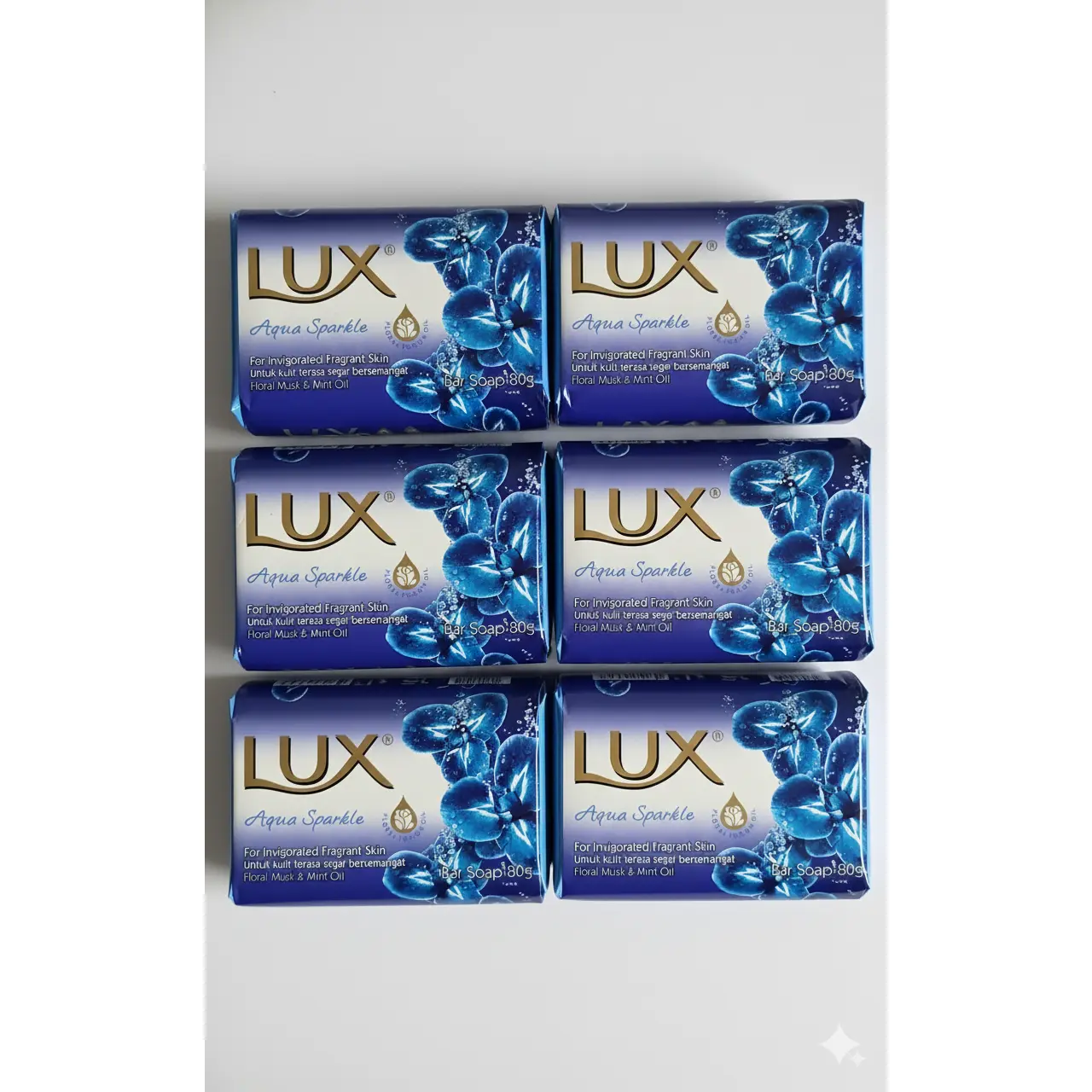Lux Aqua Sparkle Bar Soap 10 Pack 80g Floral Musk Mint Oil Body Cleanse