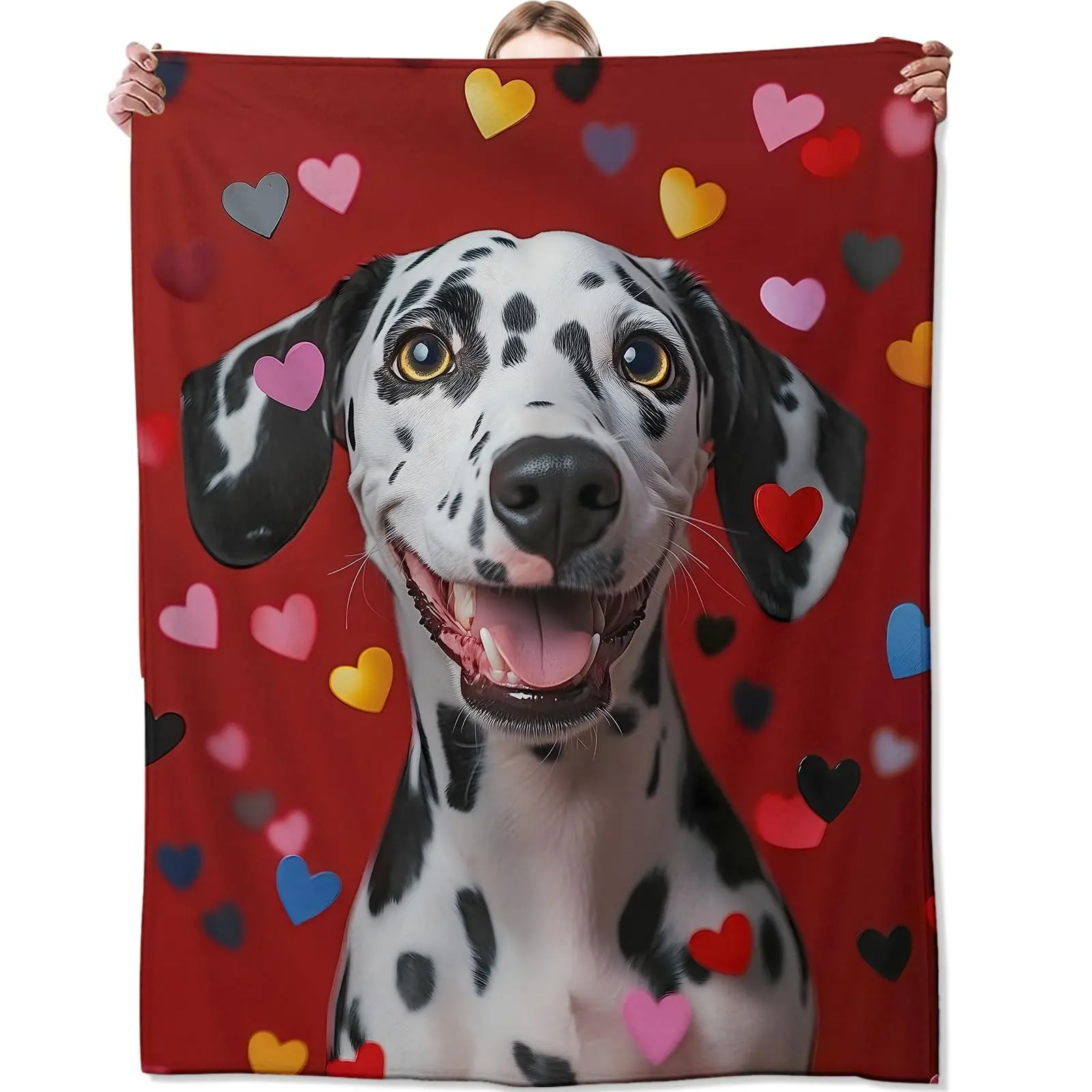 Classic Dalmatian Letters Full Print 100% Polyester Flannel Blanket - Wrinkle Resistant, Soft, Warm, Lightweight, Cozy - Birthday Gifts for Children, Grandparents - 76x101cm, 101x127cm, 32x48in (40-56in Sizes Available)