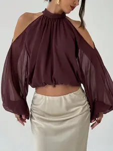 Elegant One-Piece Pure Color Off-Shoulder Short Top, Stylish Backless Design, Perfect for Casual & Formal Wear, Women's Fashion Essential