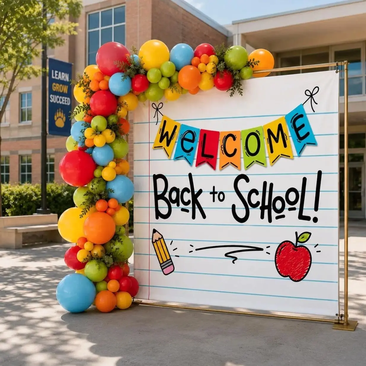 Welcome Back to School Banner Backdrop, Classroom Photo Booth Backdrop, School Party Banner, First Day of School  Welcome Banner