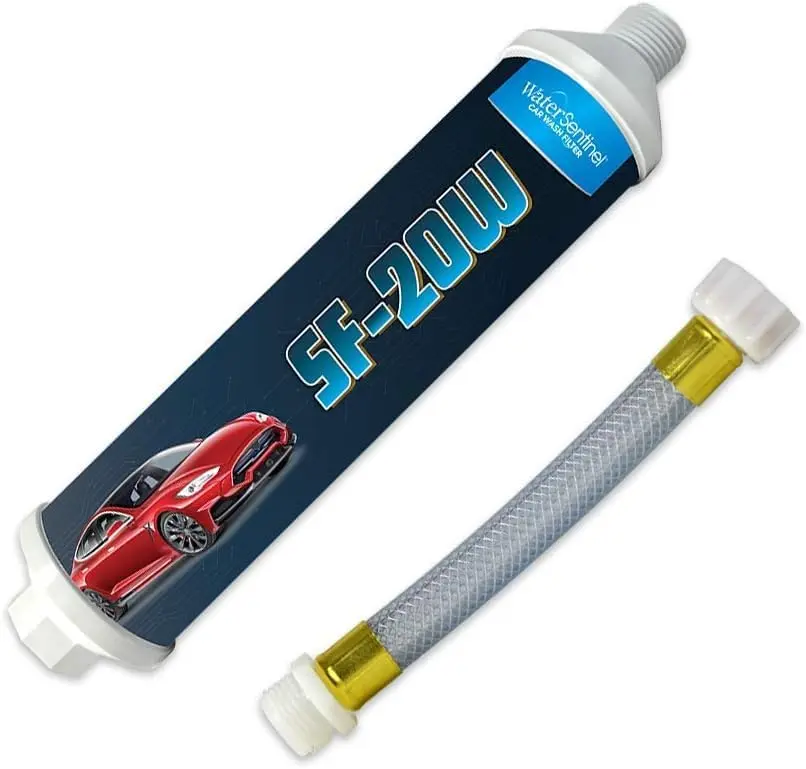 WaterSentinel SF-20W Spotless Car Wash Inline Deionized Water Filter & Extension Adapter for RV Boat Marine Motorcycle Home Windows Solar Panels USA Made