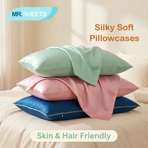 [Memorial Day Sale]NTBAY 2 Pack Satin Pillowcases – Soft, Smooth, Anti-Frizz & Skin-Friendly, Hidden Zipper, Matte Finish Design
